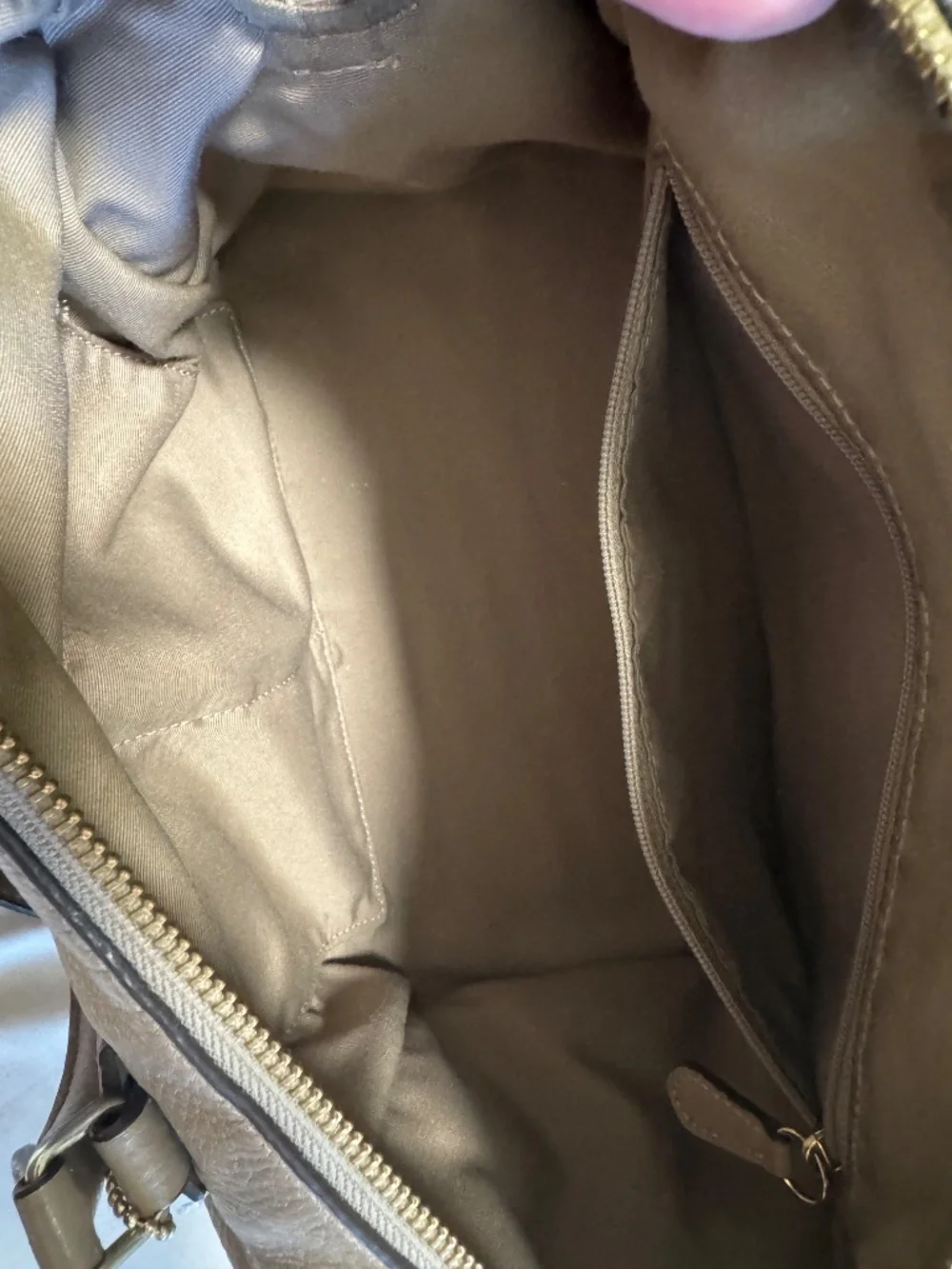 Coach Taupe Pebbled Leather Satchel / Shoulder Bag
